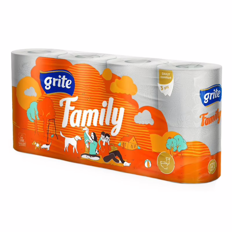 Туалетная бумага Grite Family 3 слоя 8 рулонов (4770023481013)