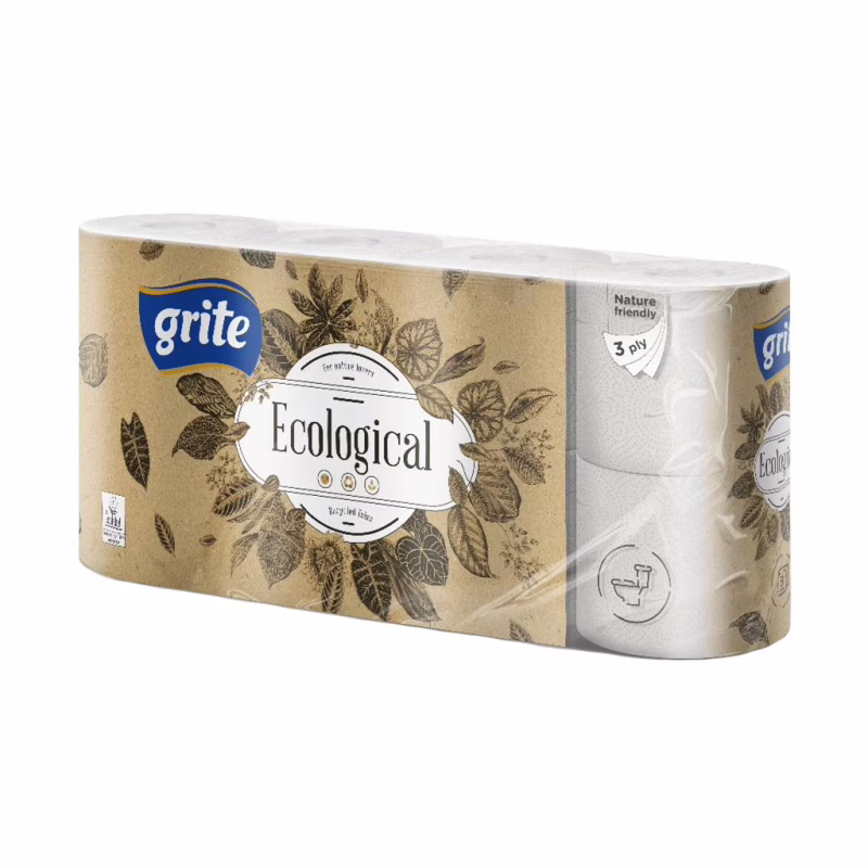 Туалетная бумага Grite Ecological Plius 3 слоя 8 рулонов (4770023350241)