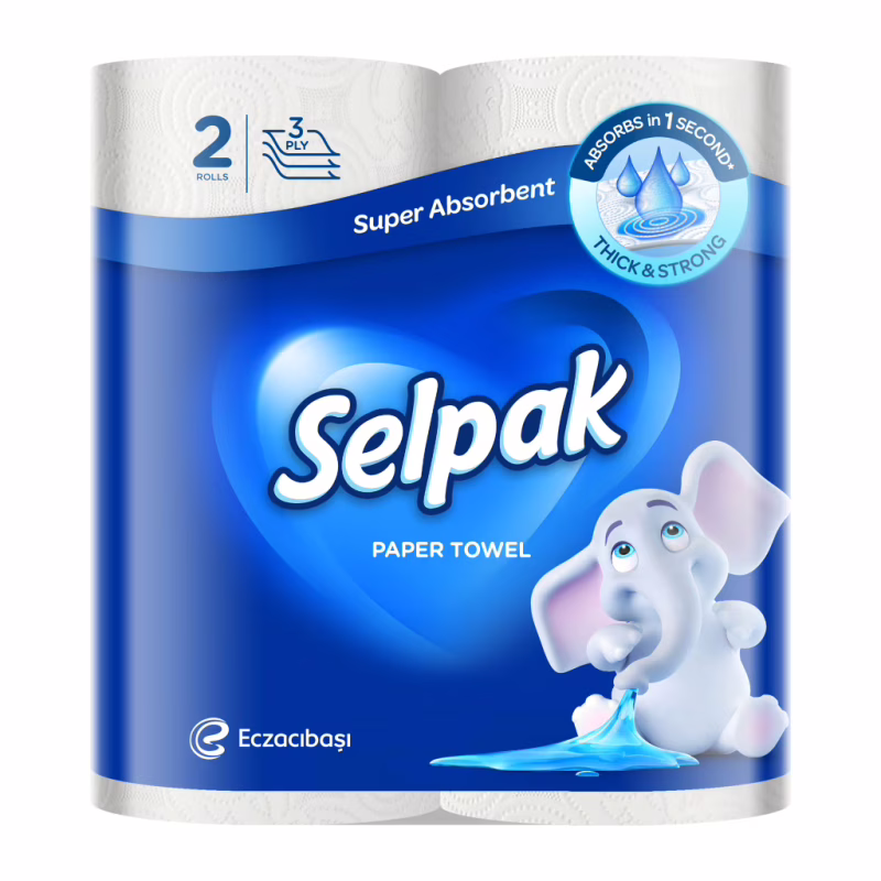 Бумажные полотенца Selpak 3 слоя 80 отрывов 2 рулона (8690530015029)