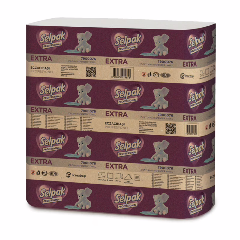 Бумажные полотенца Selpak Professional Extra Z-сложение 2 слоя 200 листов (8690530279858)