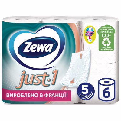 Туалетний папір Zewa Just 1 5 шарів 6 рулонів (7322541189314)