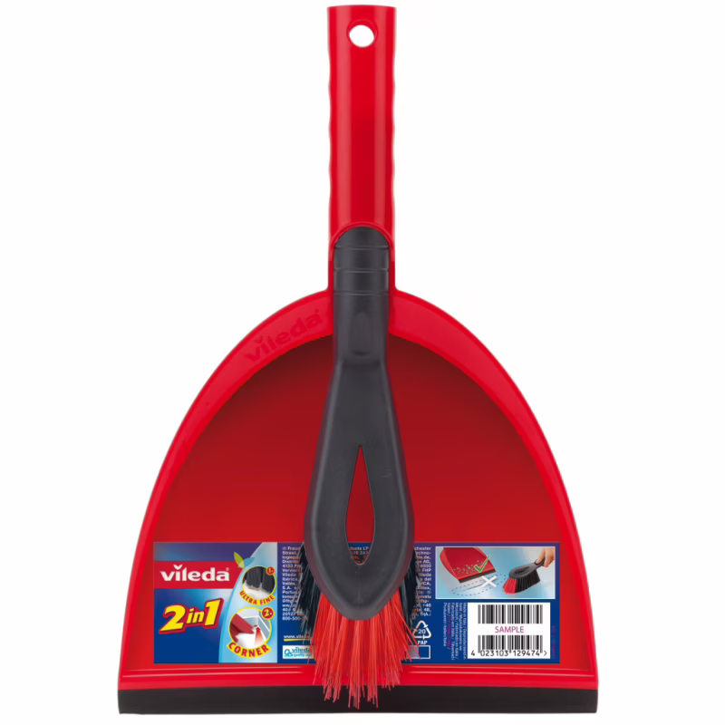 Комплект для уборки Vileda Dustpan 2 в 1 Совок с короткой ручкой и щеткой (4023103172326)