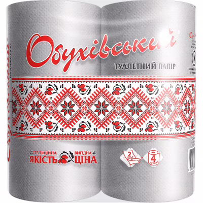 Туалетний папір Обухівський 2 шари сірий 4 рулони (4820003833803)