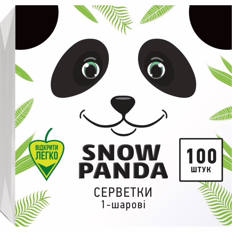 Серветки столові Сніжна Панда одношарові білі 33x33 см 100 шт. (4823019011036)