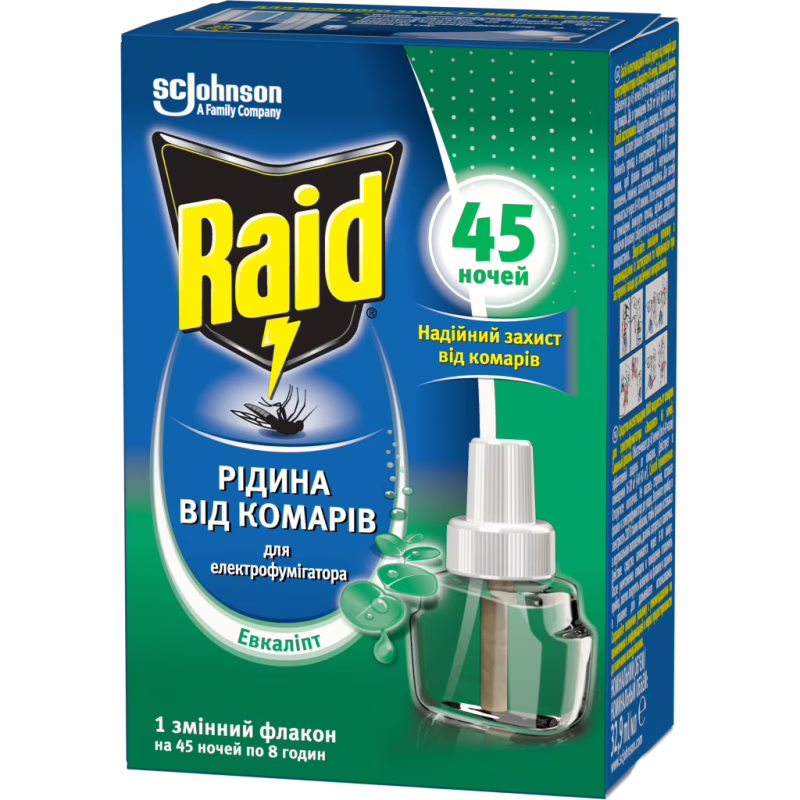 Жидкость для фумигатора Raid от комаров 45 ночей с эвкалиптом (5000204329100)