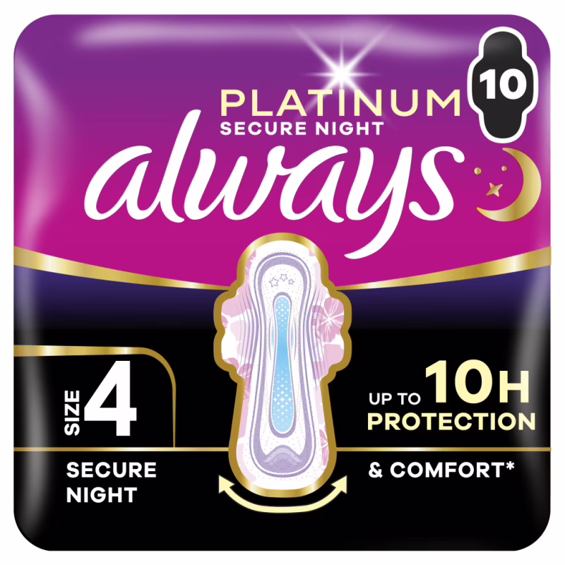 Гігієнічні прокладки Always Platinum Secure Night (Розмір 4) 10 шт. (8001841449906)