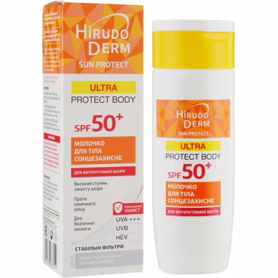 Засіб від засмаги Біокон Hirudo Derm Sun Protect Ultra Protect Body Сонцезахисне молочко для тіла SPF 50+ 150 мл (4820160038554)