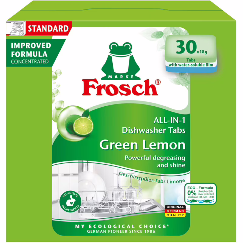 Таблетки для посудомоечных машин Frosch Лимон 30 шт. (4001499963339/4009175965134)