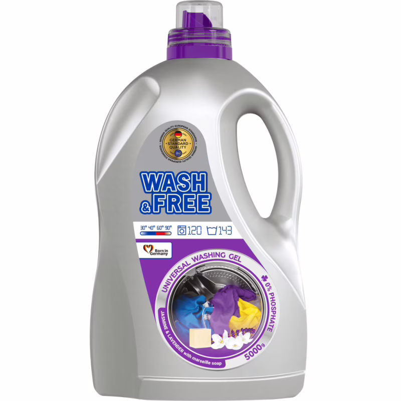 Гель для стирки Wash&Free Жасмин и Лаванда с Марсельским мылом 5 кг (4260637721266)