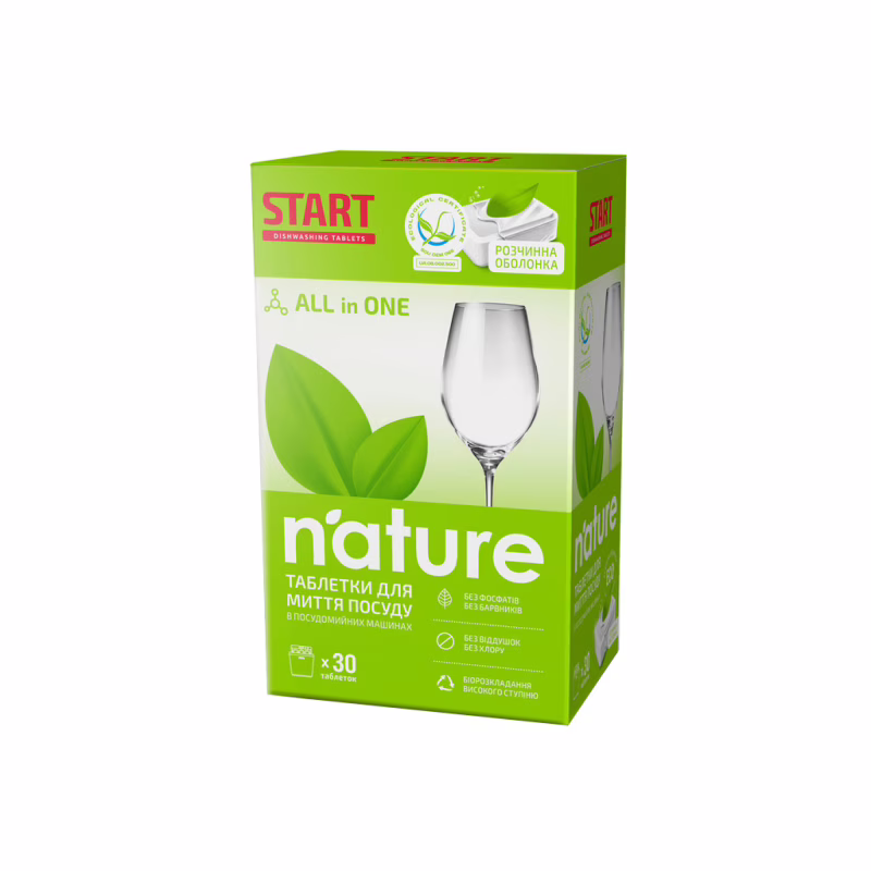 Таблетки для посудомоечных машин Start Nature Экологические 30 шт. (4820207100305)