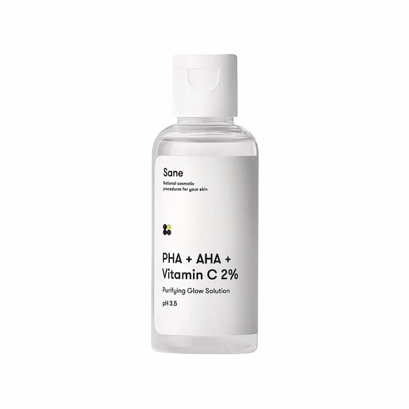 Тоник для лица Sane PHA + AHA + Vitamin C 2% Purifying Glow Solution 50 мл (4820266830588)