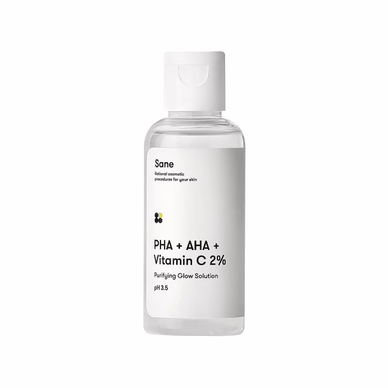Тоник для лица Sane PHA + AHA + Vitamin C 2% Purifying Glow Solution 50 мл (4820266830588)