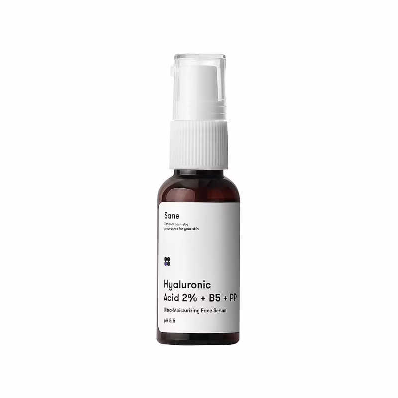 Сыворотка для лица Sane Hyaluronic Acid 2% + B5 + PP С гиалуроновой кислотой и витаминами B5 РР 30 мл (4820266830496)