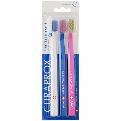 Зубна щітка Curaprox CS 5460 Ultra Soft Ультрам'яка Біла + Синя + Рожева 3 шт. (CS 5460/3-01)