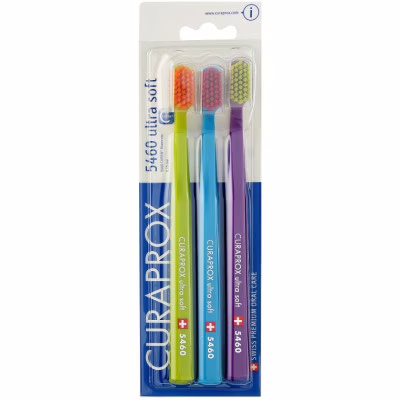 Зубна щітка Curaprox CS 5460 Ultra Soft Ультрам'яка Салатова + Синя + Фіолетова 3 шт. (CS 5460/3-03)