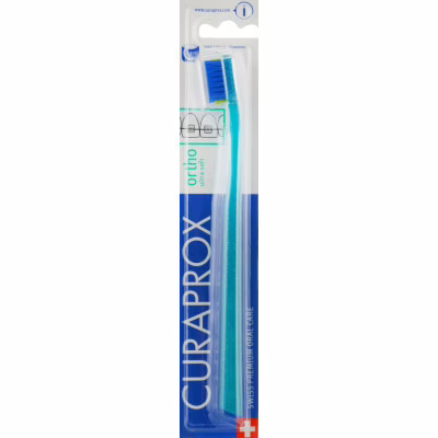 Зубна щітка Curaprox CS 5460 Ortho Ultra Soft Ультрам'яка ортодонтична Бірюзова із синьою щетиною (CS 5460 Ortho-07)