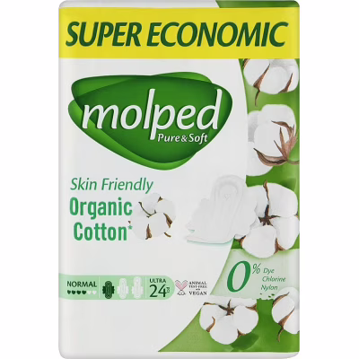 Гигиенические прокладки Molped Pure&Soft Normal 4 капли 24 шт. (8690536829026)