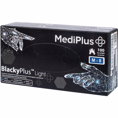Медицинские перчатки MediPlus BlackyPlus Light Нитриловые смотровые нестерильные неприпудренные Черные Размер M 100 шт. (6970245754508)