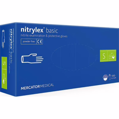 Медицинские перчатки Mercator Medical Nitrylex Basic Нитриловые Неопудренные диагностические Размер S Синие 100 шт. (3.1005) (5906615034506/5906615122494)