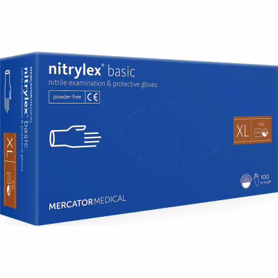 Медицинские перчатки Mercator Medical Nitrylex Basic Нитриловые Неопудренные диагностические Размер XL Синие 100 шт. (3.1008) (5906615004714)
