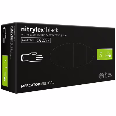 Медицинские перчатки Mercator Medical Nitrylex Black Нитриловые Неопудренные диагностические Размер S 100 шт. Черные (3.1017) (5906615037613/5906615132295)