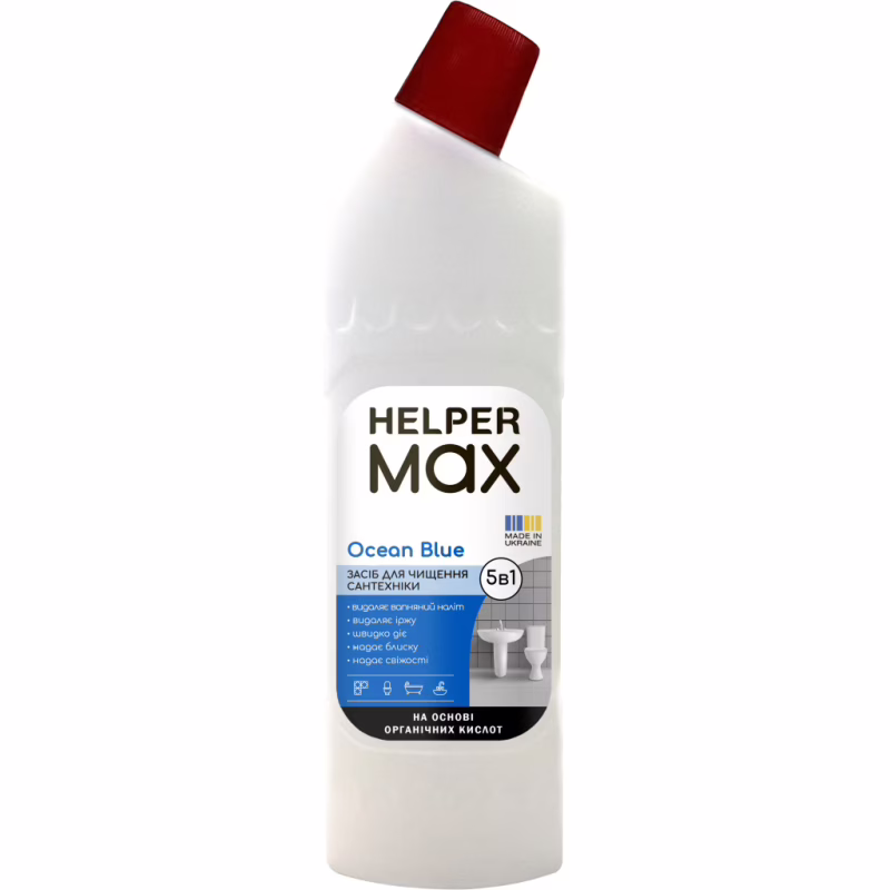 Рідина для чищення ванн Helper Max Ocean Blue Для сантехніки 1 л (4820183972996)