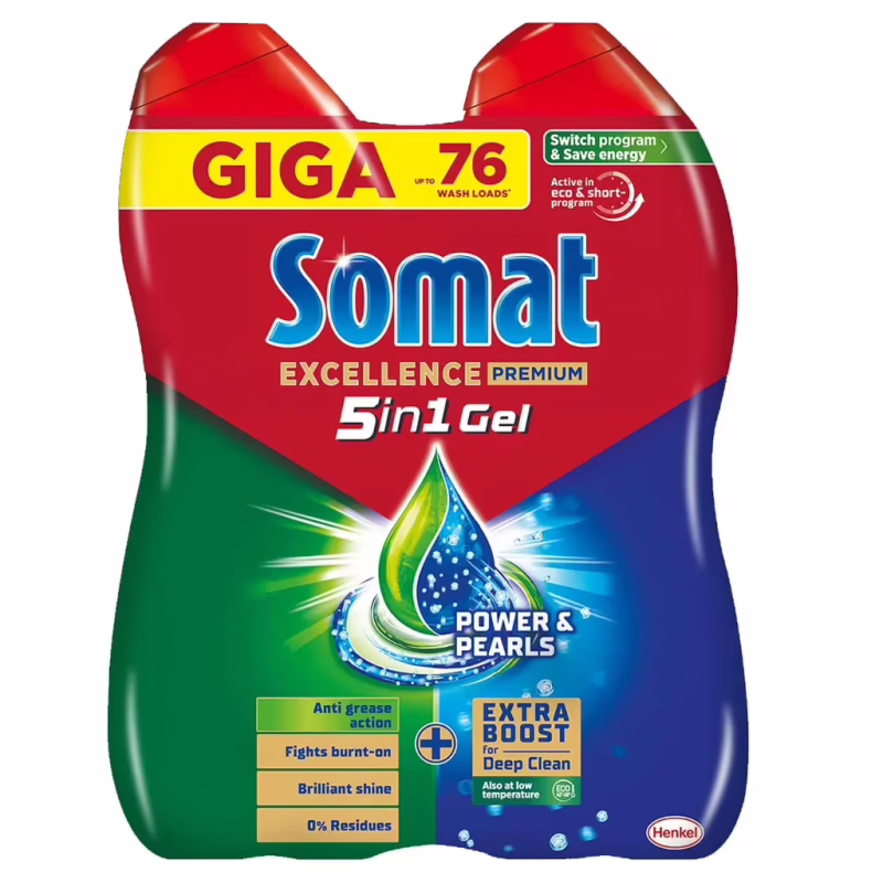 Гель для миття посуду в посудомийці Somat Exellence Duo Gel Антижир 684 мл + 684 мл (9000101819199)