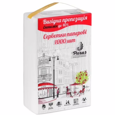 Серветки столові Parus 1 шар 1000 шт. (4820205440014)