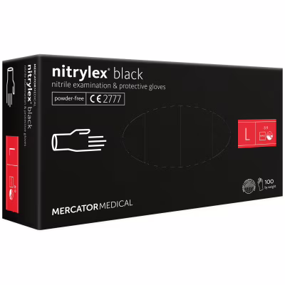 Медицинские перчатки Mercator Medical Nitrylex Black Нитриловые Неопудренные диагностические Размер L 100 шт. Черные (3.1019) (5906615037637/5906615134299)