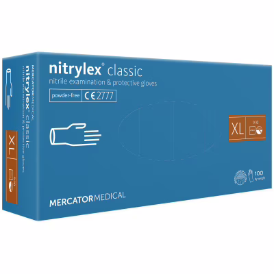 Медицинские перчатки Mercator Medical Nitrylex Classic Нитриловые Неопудренные диагностические Размер XL Синие 100 шт. (3.1020) (5906615028796)