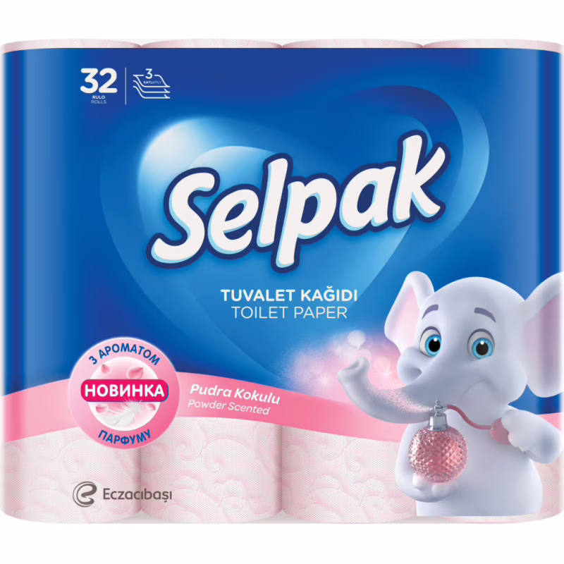 Туалетний папір Selpak Perfumed Пудра 3 шари 32 рулони (8690530324824)