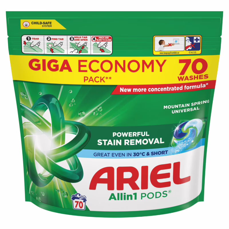 Капсули для прання Ariel Pods All-in-1 Гірське джерело 70 шт. (8700216764193)