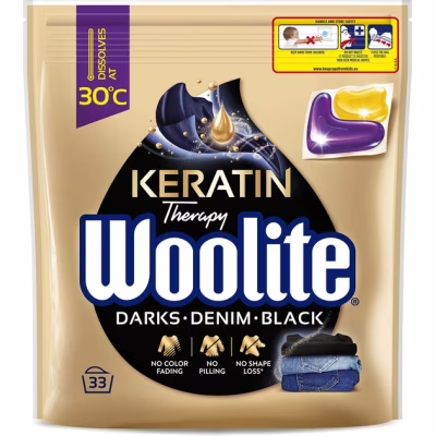 Капсули для прання Woolite Для чорних та джинсових тканин З кератином 33 шт. (5900627094145)