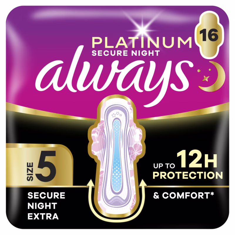 Гігієнічні прокладки Always Platinum Secure Night Extra Розмір 5 16 шт. (8700216452885)