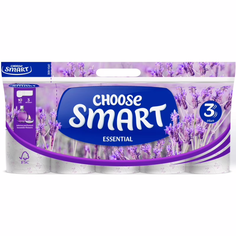 Туалетная бумага Smart Tissue Essential Lavender 3 слоя 10 рулонов (5944582100121)