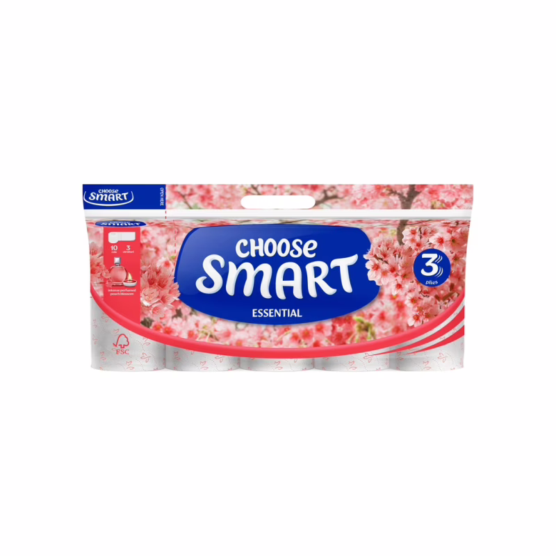 Туалетная бумага Smart Tissue Essential Peach 3 слоя 10 рулонов (5944582100138)