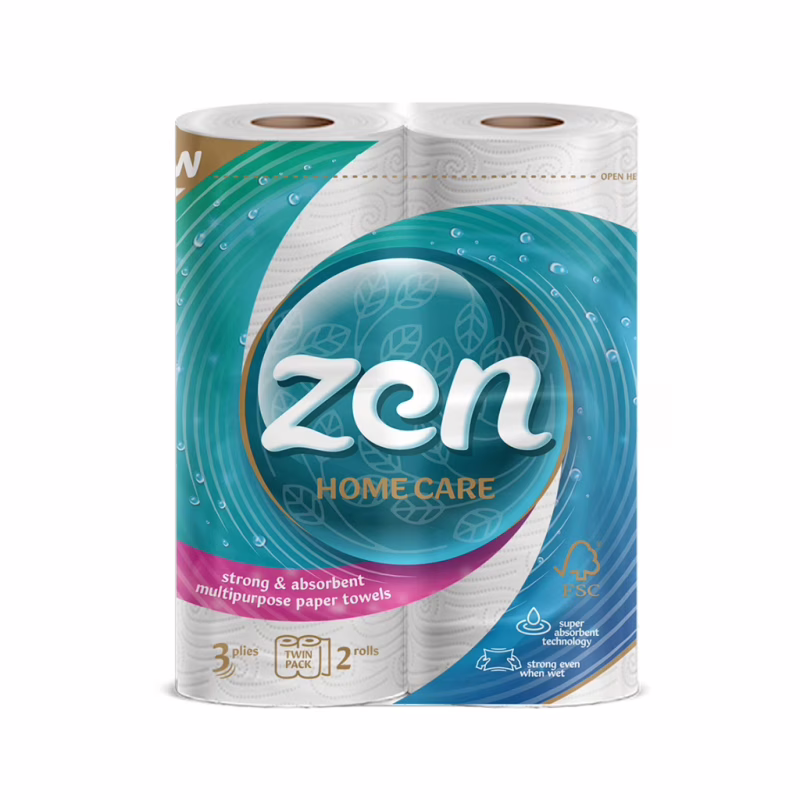 Бумажные полотенца Zen Premium Care 3 слоя 50 отрывов 11 м 2 рулона (5944582100275)