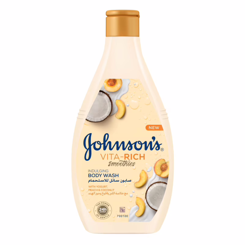 Гель для душа Johnson's Vita-Rich Релаксный с йогуртом, кокосом и экстрактом персика 400 мл (3574661385716)
