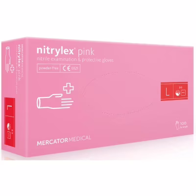 Медицинские перчатки Mercator Medical Nitrylex Pink Нитриловые Неопудренные диагностические Размер L Розовые 100 шт. (5906615035343)