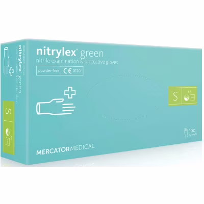 Медичні рукавички Mercator Medical Nitrylex Green Нітрилові Неопудрені діагностичні Розмір S Зелені 100 шт. (5906615027447)