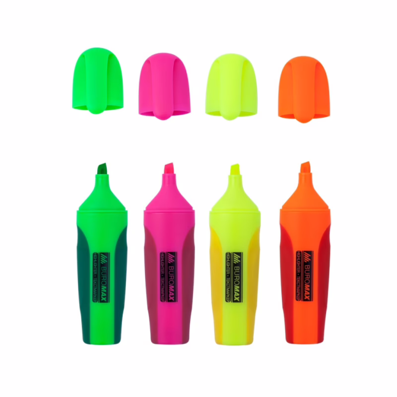 Набор маркеров Buromax highlighter pen, NEON, chisel tip, SET 4 colors (BM.8904-84)