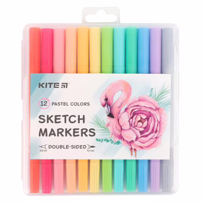 Набір маркерів Kite Pastel sketch, 12 кольорів (K22-045)