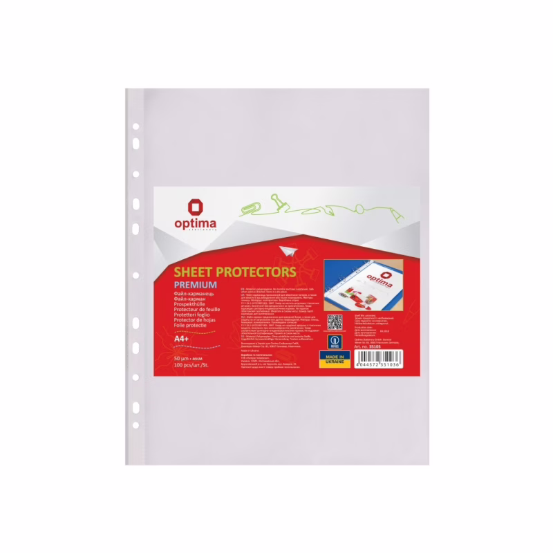 Файл Optima А4+ Premium 50 мкм глянсових , 100 штук (O35103)