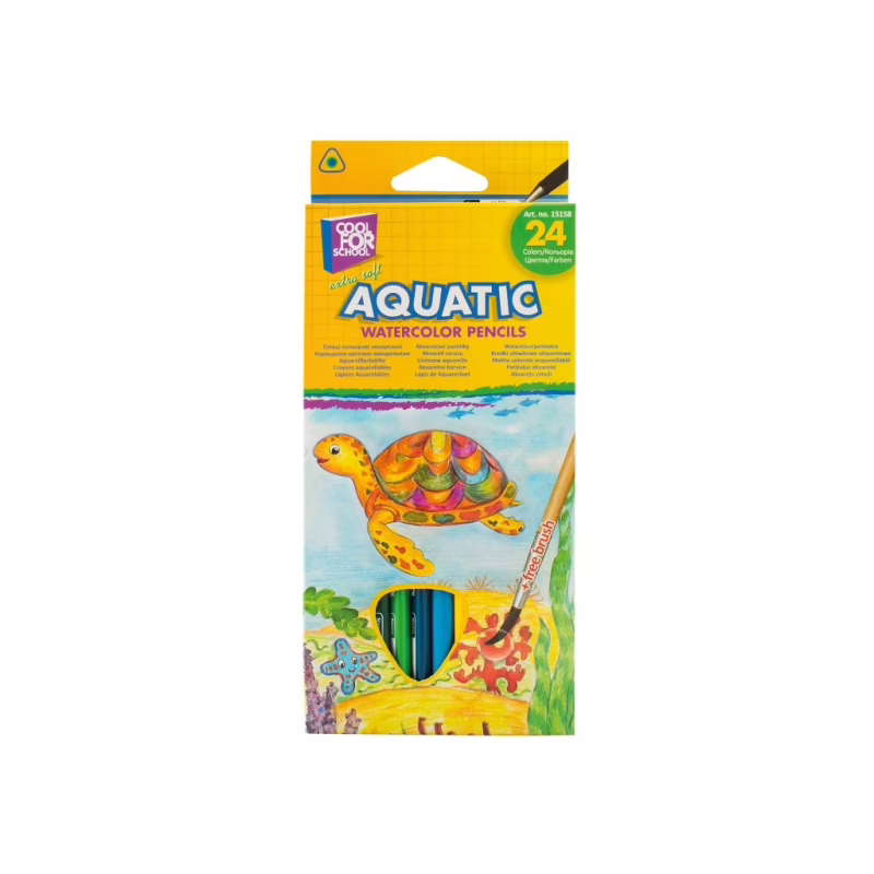 Олівці кольорові Cool For School Aquatic Extra Soft акварельні, з пензлем 24 кольорів (CF15158)
