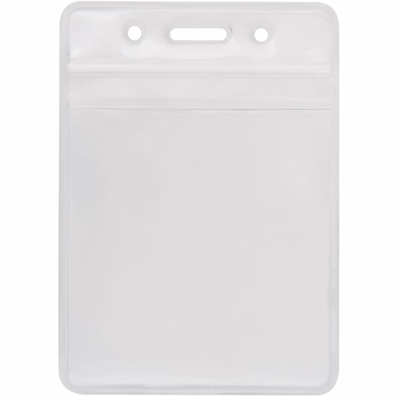 Бейдж Optima вертикальний замок zip lock PVC, 75х95 мм (O45612)