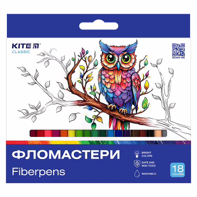 Фломастери Kite Classic 18 кольорів (K-448)