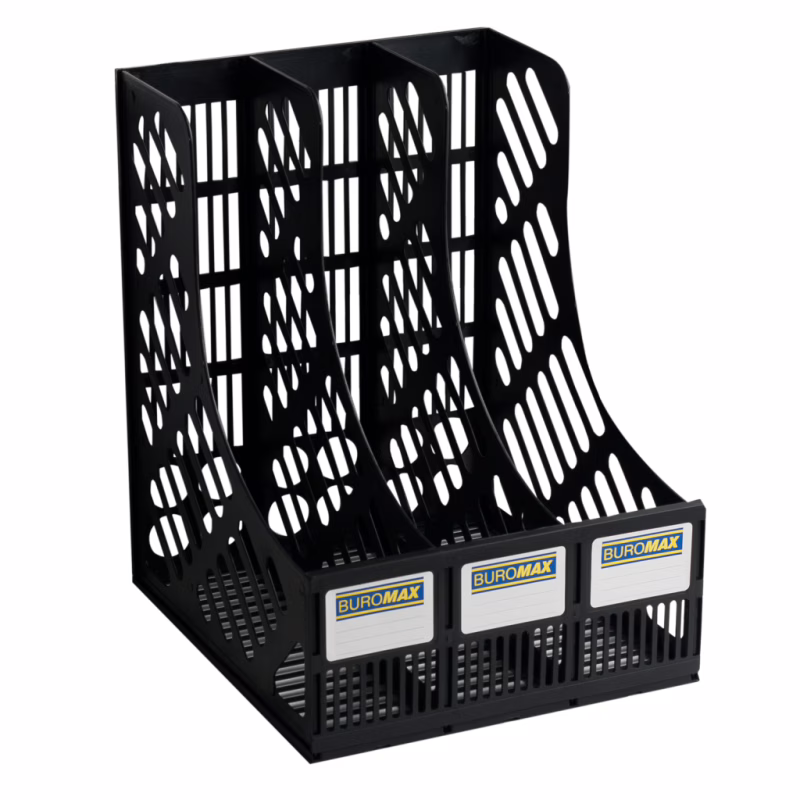 Лоток для паперів Buromax вертикальний 3 в 1 чорний (BM.6100)