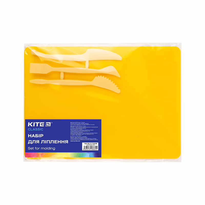 Доска для пластилина Kite набор Classic доска + 3 стека, желтый (K-1140-08)