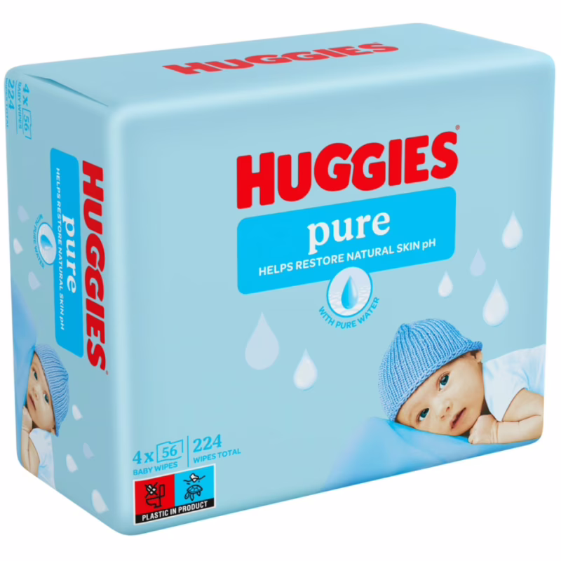 Дитячі вологі серветки Huggies Pure 56 х 4 шт (5029053550121)