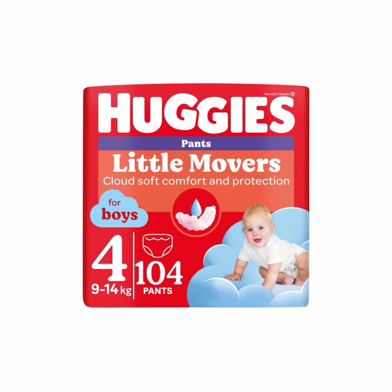 Підгузки Huggies Little Movers/Pants 4 M-Pack 9-14 кг для хлопчиків 104 шт (5029054568088)